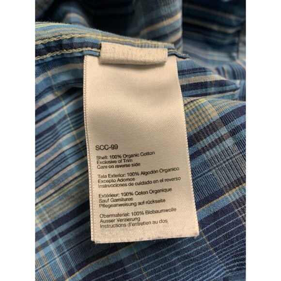 Marmot Blue Plaid Short Sleeve Button Up Shirt Men’s Medium Organic Cotton - Picture 8 of 10